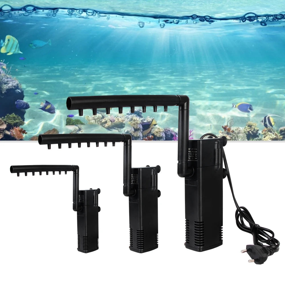 EU Plug Low Level Water Submersible Water Filter Pump Turtle Tank Filter Aquarium Fish Tank Oxygen Increasing Pump Add Oxygen