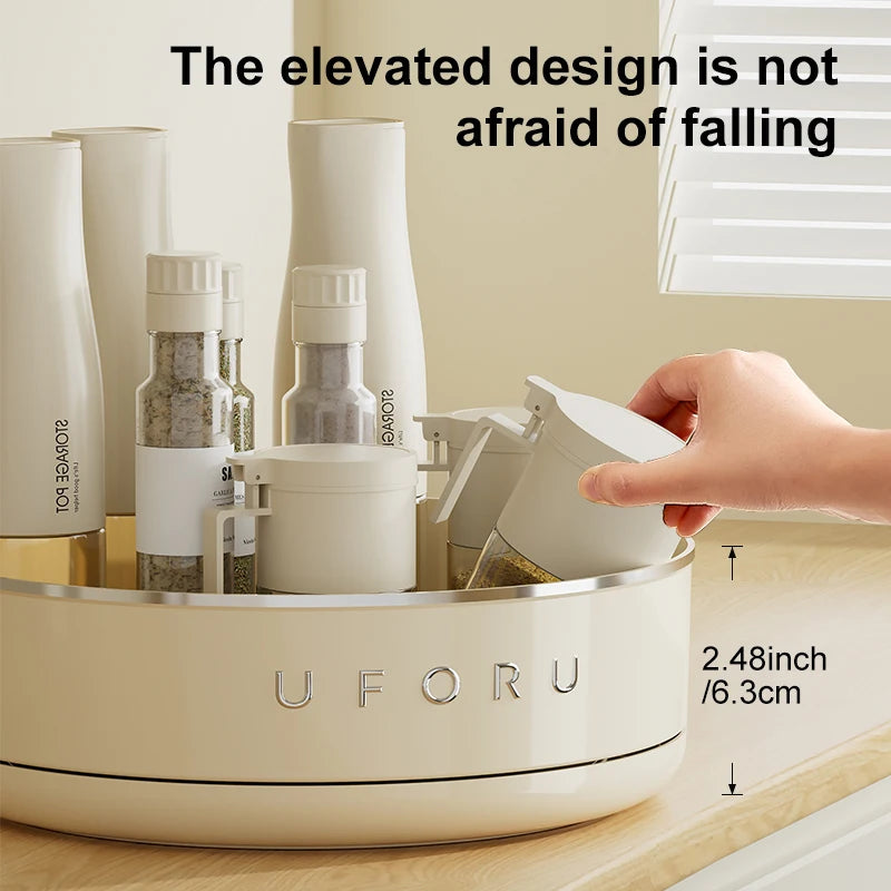 UFORU Multifunctional Adjustable Kitchen Rack, Large Capacity Condiment Box Storage , Plastic Material Tabletop Fruit Platter