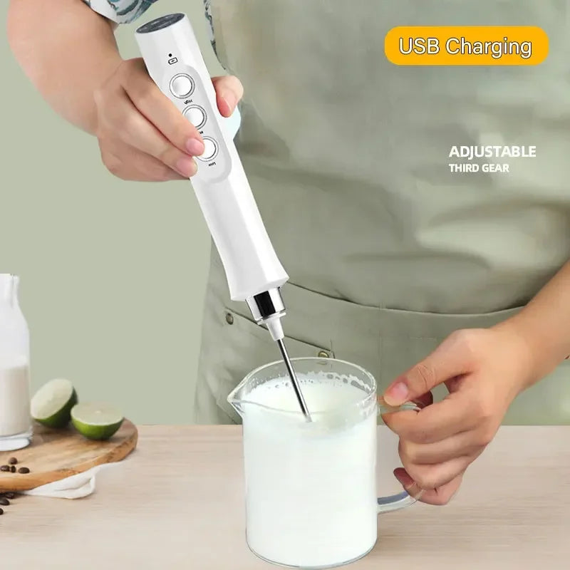 3 In 1 Wireless Handheld Electric Milk Foam Machine Mini Frother Maker Handheld Cappuccino Coffee Whisk Mixer Foamer Puller