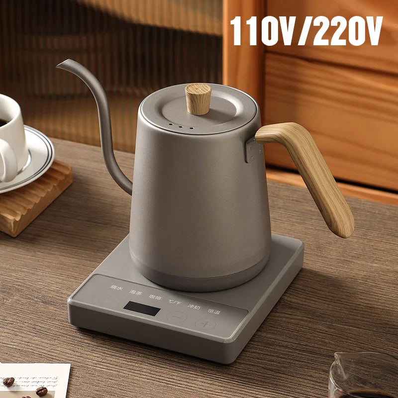 Gooseneck Electric Kettle 800ml Hand Brew Coffee Pot Smart Teapot Temperature Control Pot 1000W Rapid Heating Kettle 110V/220V