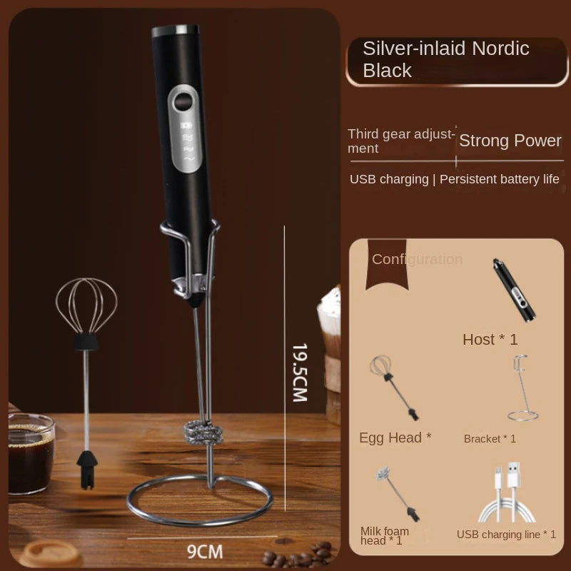 Egg Beater Wireless Electric Milk Fother Whisk USB Rechargeable Handheld Coffee Blender Milk Shaker Mixer Foamer Food Blender