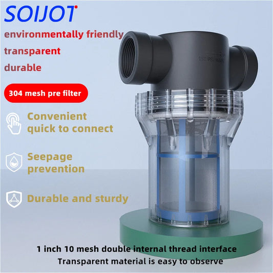 3/4inch internal thread filter, 20 water pipes, 304 stainless steel filter, pre filter, tap water pipe filter, plastic transpare