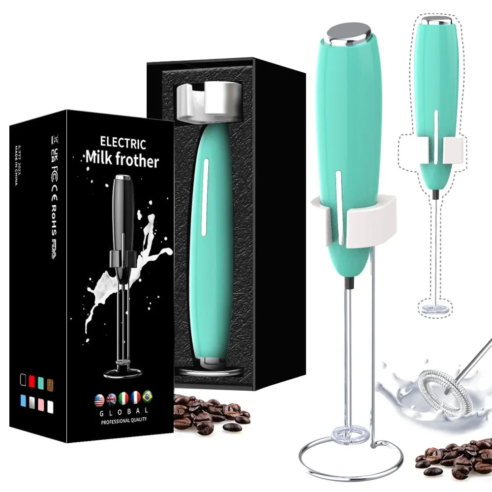 Handheld Milk Frother Kitchen Powerful Electric Foam Maker With Stand Battery Powered Foamer Blender Drink Mixer For Coffee