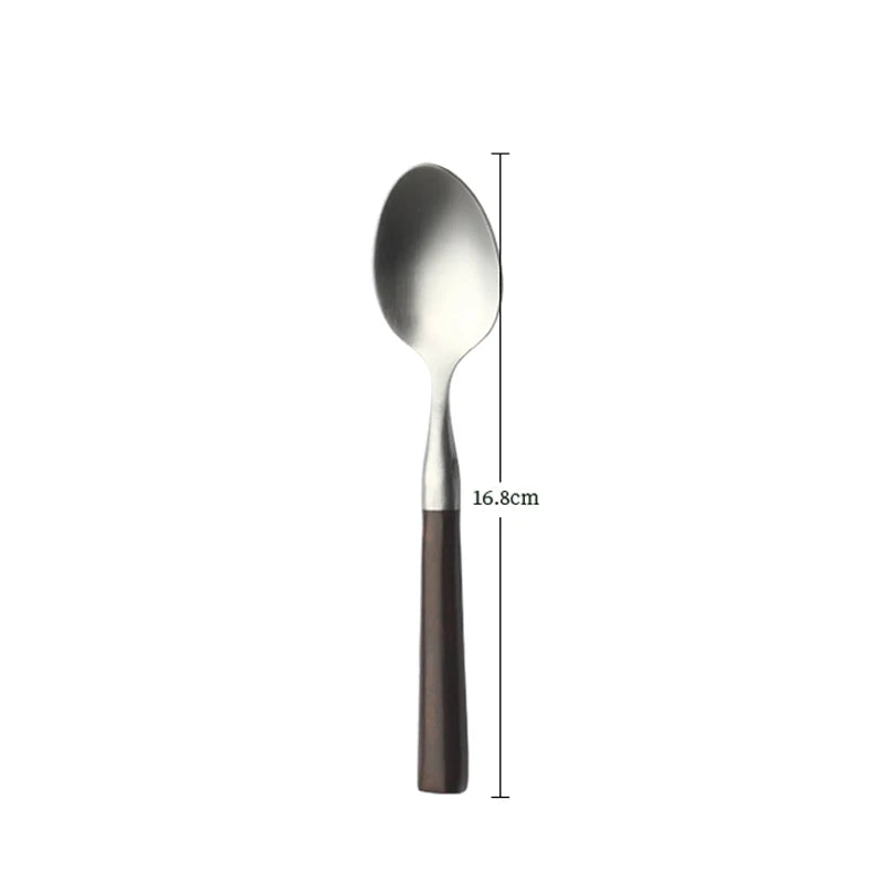 Popular Eco-Friendly Real Wood Handle Stainless Steel Cutlery Elegant Dinnerware Tableware Excellent Performance For Home