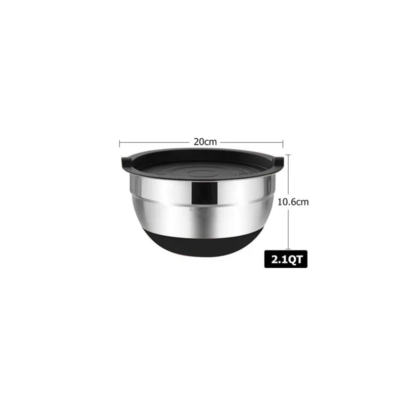 LMETJMA Mixing Bowls with Lids and Non Slip Bases Stainless Steel Mixing Bowls Set for Baking Nesting Storage Bowls JT227