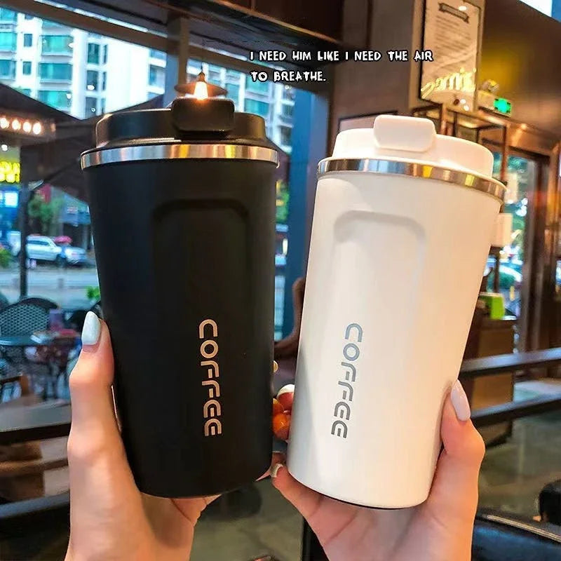 380/510ml Stainless Steel Coffee Cup Travel Thermal Mug Leak-Proof Thermos Bottle Tea Coffee Mug Office Business Style Thermos