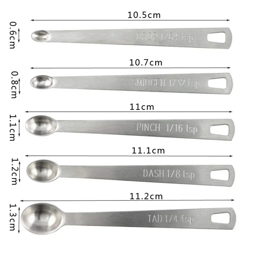 5PCS Set Stainless Steel Mini Measuring Spoons For Baking Seasoning Kitchen Tool Scoop Cake Baking Flour Measuring Cups Kitchen