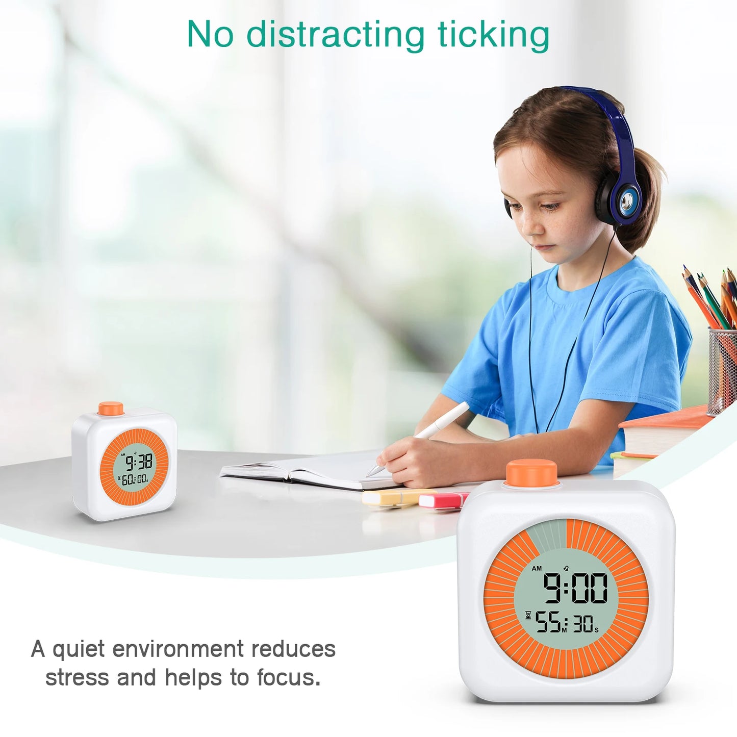 ORIA Digital Visual Timer 60-Minute Countdown Stopwatch with Alarm Clock for Homeschool Supplies Study Teaching