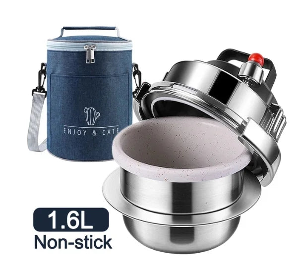 Universal Mini Stainless Steel Pressure Cooker Gas Induction Cooker Multifunctional Household Stew Pan Soup Pot Rice1.2L, 1.6L