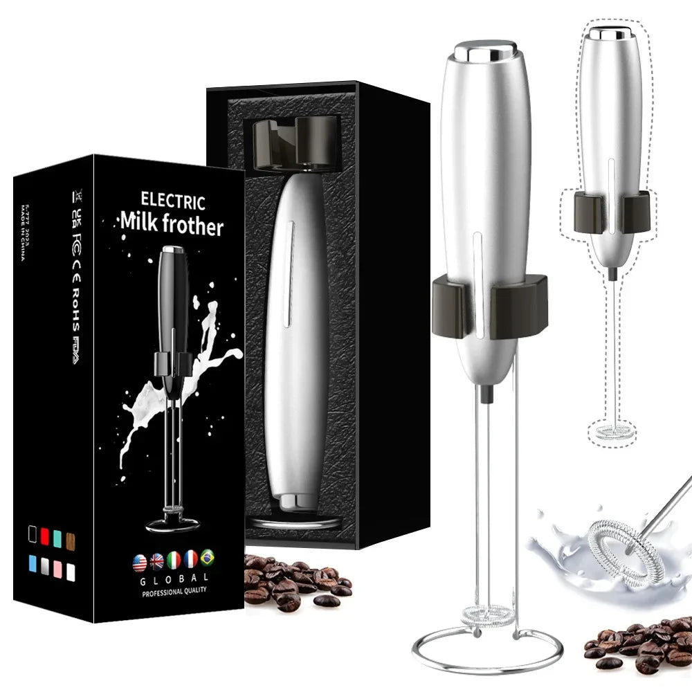 Handheld Milk Frother Kitchen Powerful Electric Foam Maker With Stand Battery Powered Foamer Blender Drink Mixer For Coffee