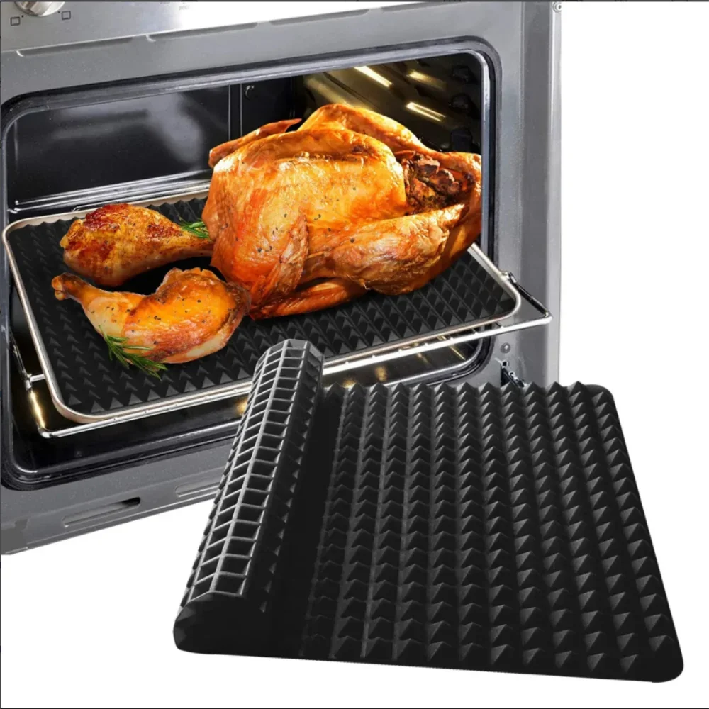 Silicone Baking Mat Cooking Pan 1/2 Pack Large 15.23“x10.74" Non-Stick Healthy Fat Reducing Sheet For Oven Grilling BBQ