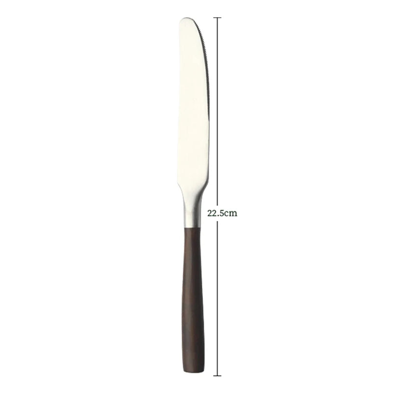 Popular Eco-Friendly Real Wood Handle Stainless Steel Cutlery Elegant Dinnerware Tableware Excellent Performance For Home