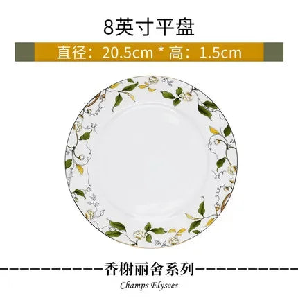 Elegant Bone China Dinnerware Set with Korean Creative Bowl and Plate Spoon for Wedding Gift