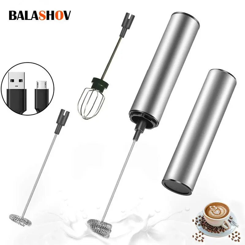 Portable Electric Milk Frother Mini USB Rechargeable Foam Maker Handheld Foamer High Speed Drink Mixer Coffee Blender Egg Beater