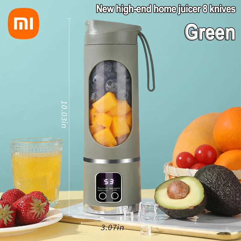 Xiaomi 450ml Fruit Juicer 8 Blades 3 Speeds USB Rechargeable Adjustable Double Lid Design Durable Ice Crusher Portable Blender