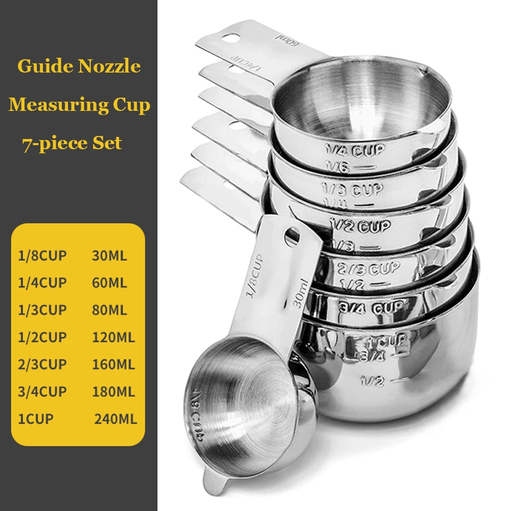 Stainless Steel Measuring Cup and Spoons Set 14PCS with Leveler,Dry and Liquid Ingredients, Perfect for Cooking & Baking