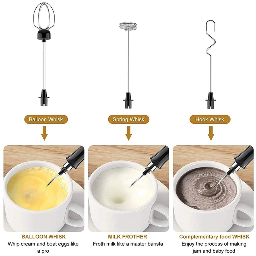 Electric Milk Frother Rechargeable Portable Wireless Hand Mixer Milk Foam Maker Coffee Cappuccino Creamer 16 Stencils