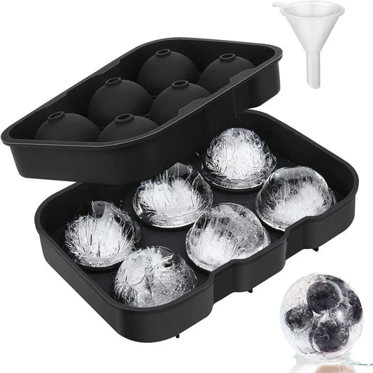 Silicone Ice Ball Maker Molds Silicone Sphere Ice Tray with Funnel Round Reusable Ice Ball Form for Cocktail Whiskey Tool