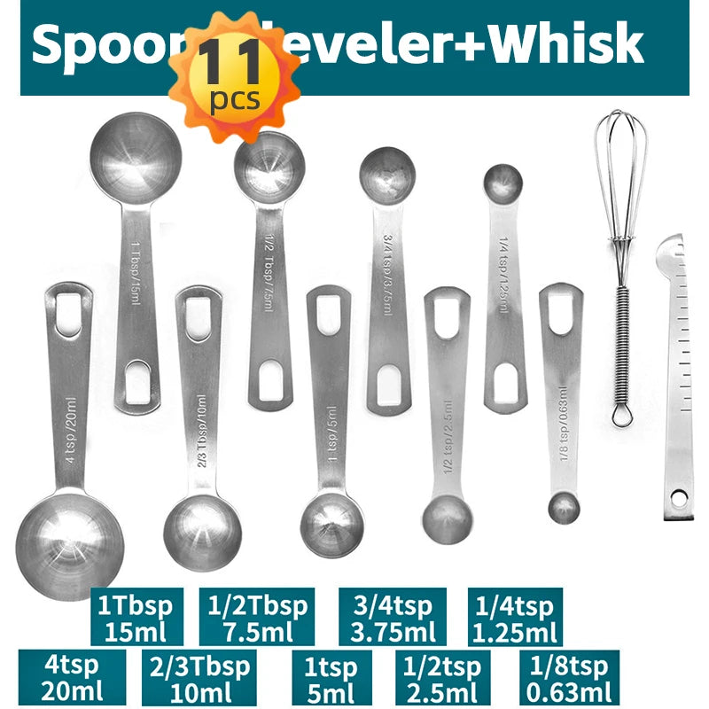 Measuring Cups & Spoons Set - Premium Stainless Steel Measuring Cups and Measuring Spoons for Dry and Liquid Ingredient