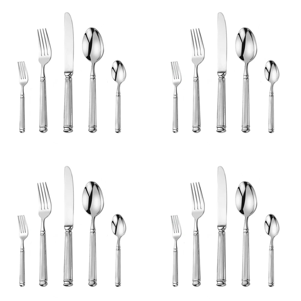 Europe Silver Luxury Fashion Cutlery Set 18/10 Stainless Steel Creativity Gift Roman Column Flatware 304 Drop Shipping