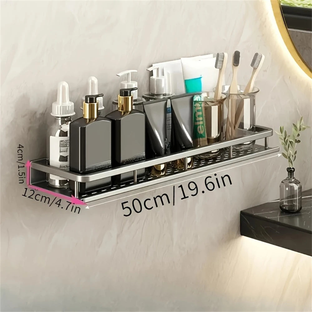 1 Multi-Functional Storage Rack With Rod Seasoning Rack Wall-Mounted Seasoning Storage Rack For Cooking Items