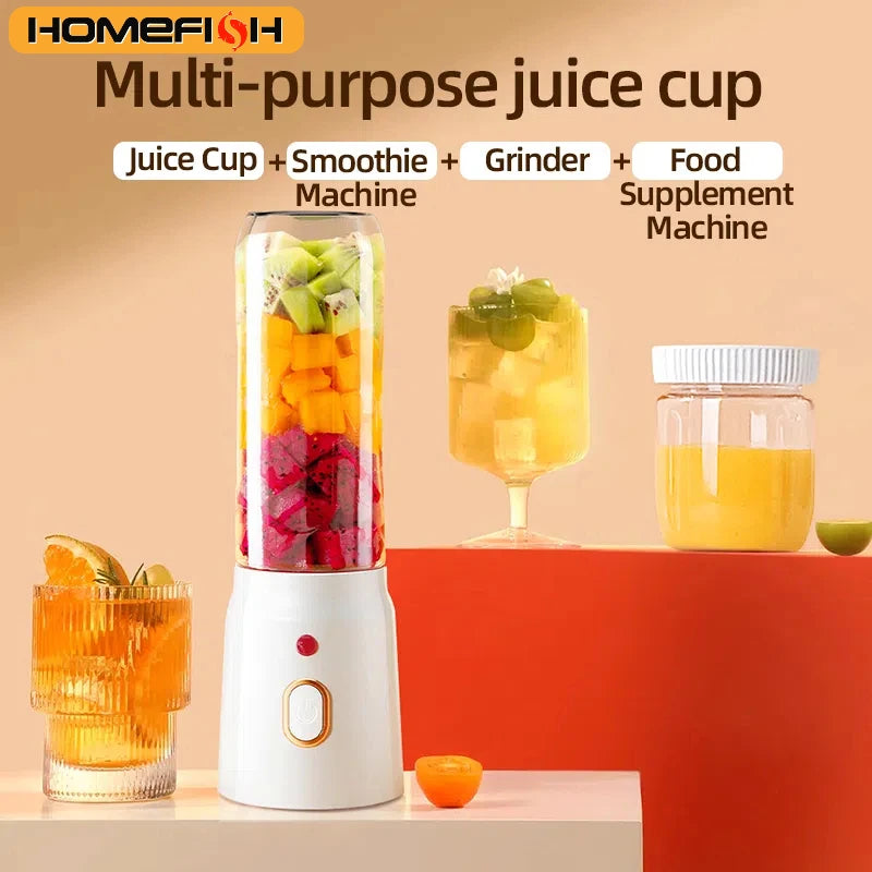 500ML Portable Electric Blender 40W USB Rechargeable Cordless Juicer High Powerful Juicer Cup For Smoothie Milkshake Juice Food