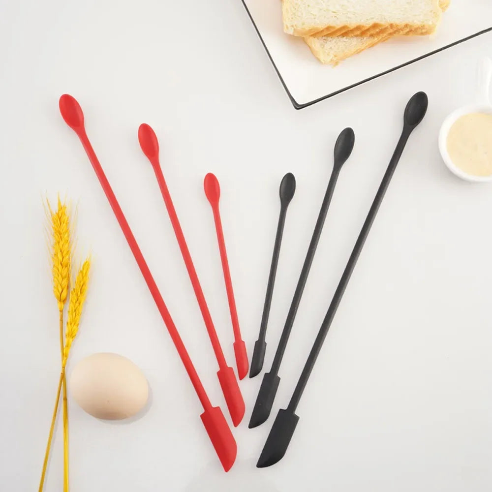 Mini Silicone Spatula Heat Resistant Long Handle Dual-Ended Scraper with Spoon Jam Spatulas Kitchen Gadget Kitchen accessories