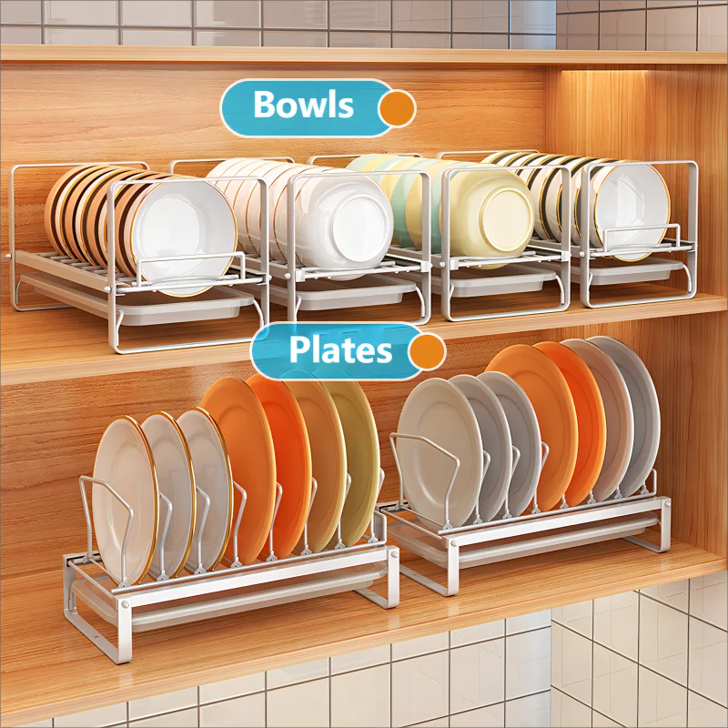 Dish Drain Shelf Stackable Drawer Bowls and Plates Organizer Rack Countertops Drain Shelf Cabinets Sink Cutlery Storage Shelf