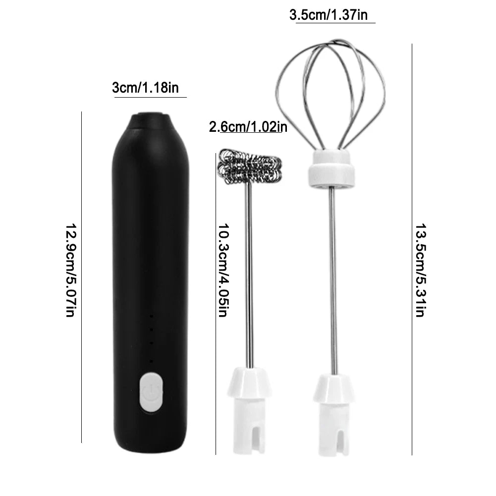 Electric Milk Frother USB Charging Portable Milk Frother 3 Gears Handheld Foam Maker Coffee Whisk Mixer for Kitchen Cooking