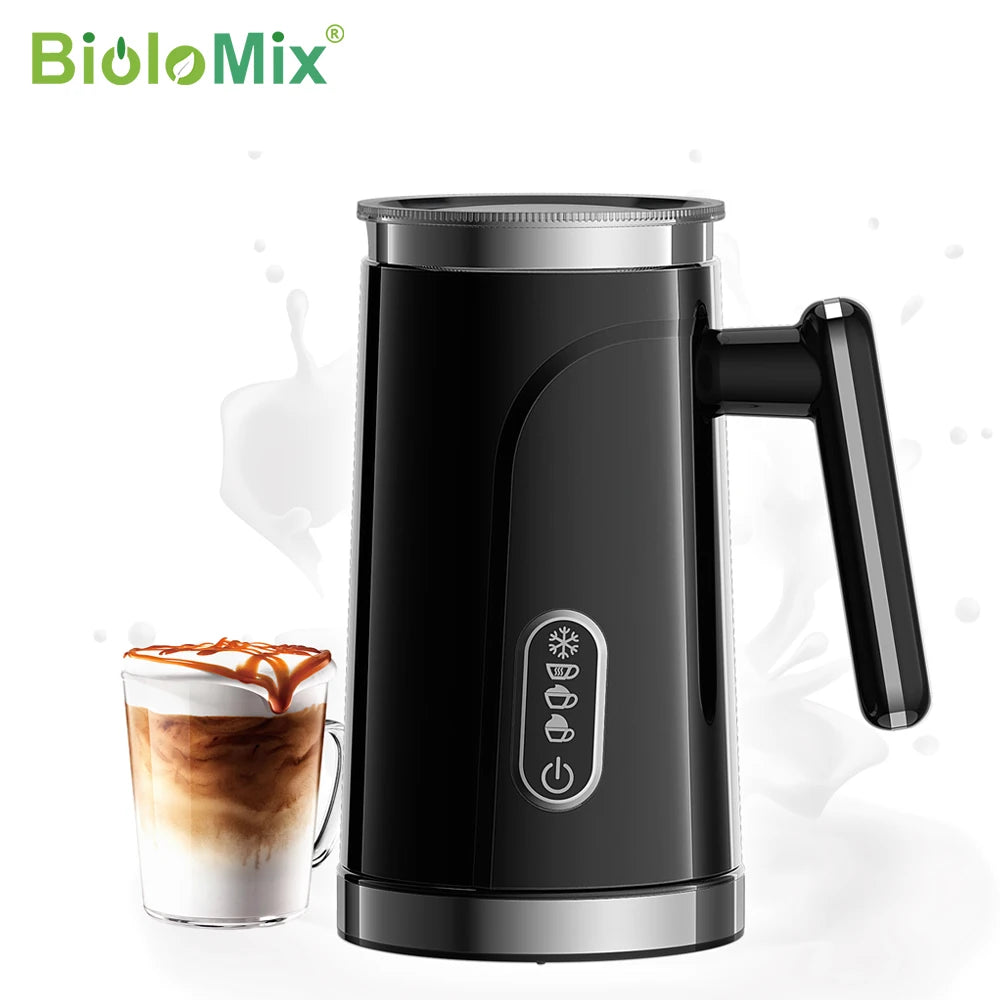 BioloMix Electric 4 in 1 Automatic Hot and Cold Milk Frother Warmer for Latte, Foam Maker, Hot Chocolates, Cappuccino