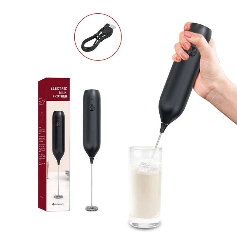 Handheld Electric Milk Frother USB Rechargeable Mini Foam Maker Drink Mixer Whisk Beater For Coffee Latte Matcha