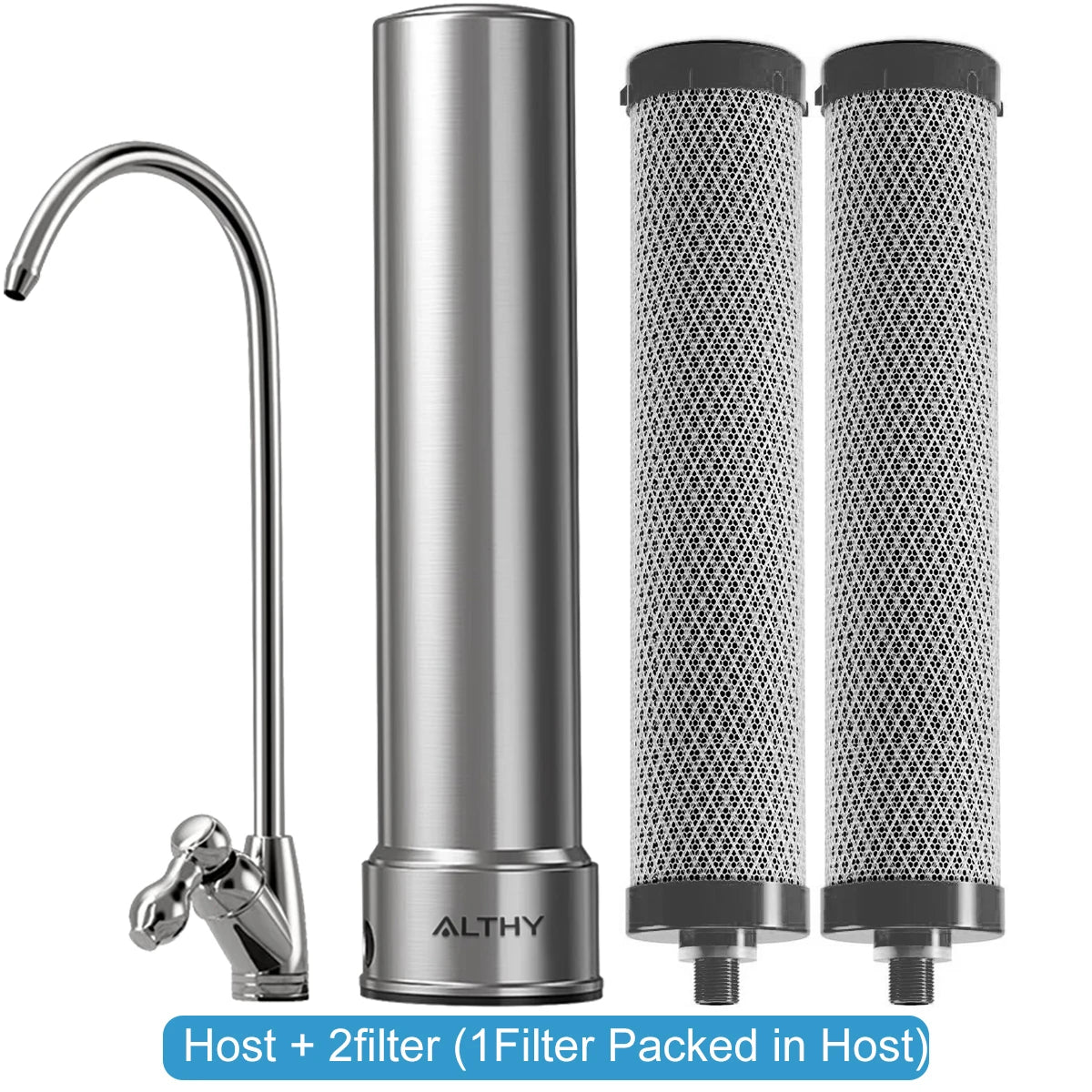 ALTHY U200PRO Kitchen Under Sink Drinking Water Filter Purifier 5 in 1, Stainless Steel 0.01um Filtration System With Faucet