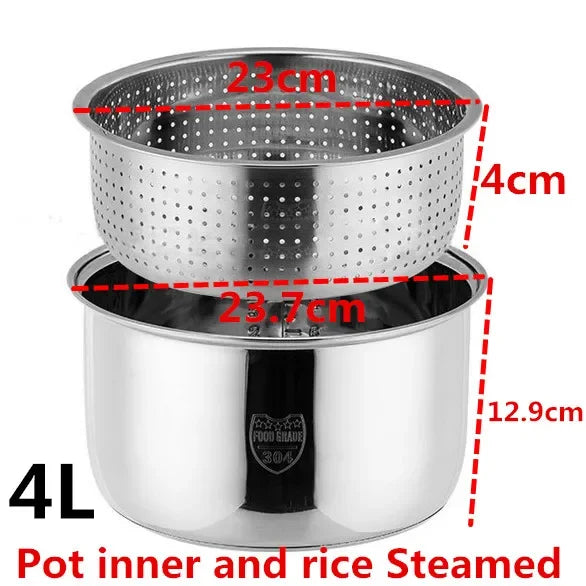 Non stick Cooking Pot 304 stainless steel rice cooker inner container Replacement Accessories food Rice Cooker POT cookware