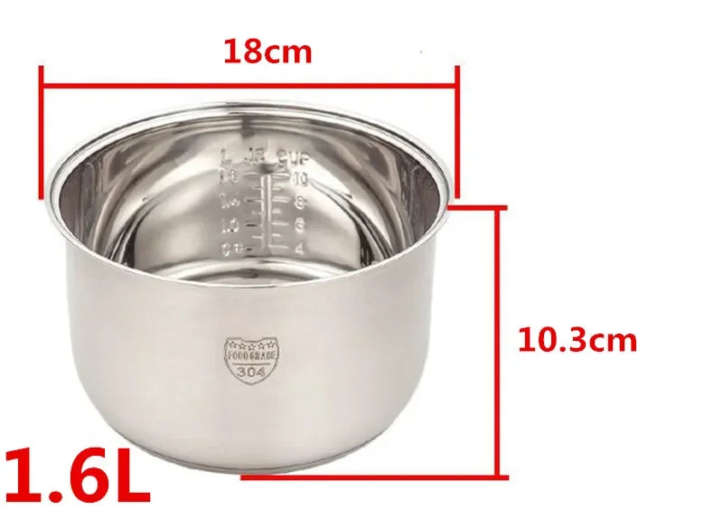 Non stick Cooking Pot 304 stainless steel rice cooker inner container Replacement Accessories food Rice Cooker POT cookware