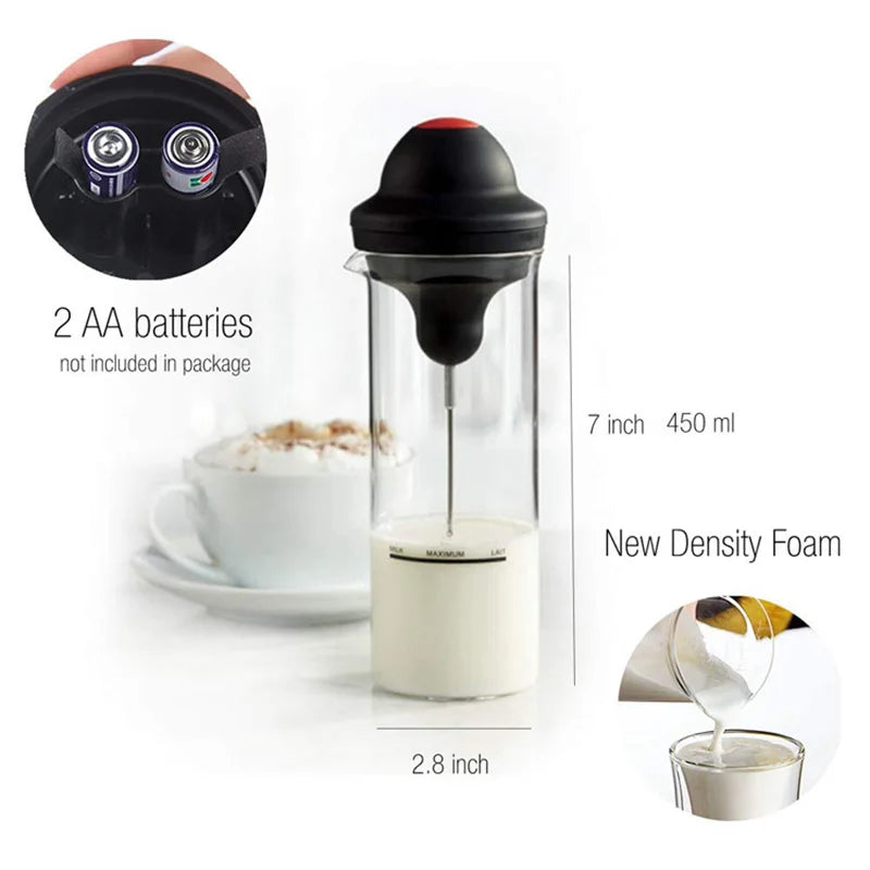 Electric Glass Milk Frother Automatic Coffee Foam Maker Portable Whisk Drink Mixer For Coffee Cappuccino Frappe Matcha