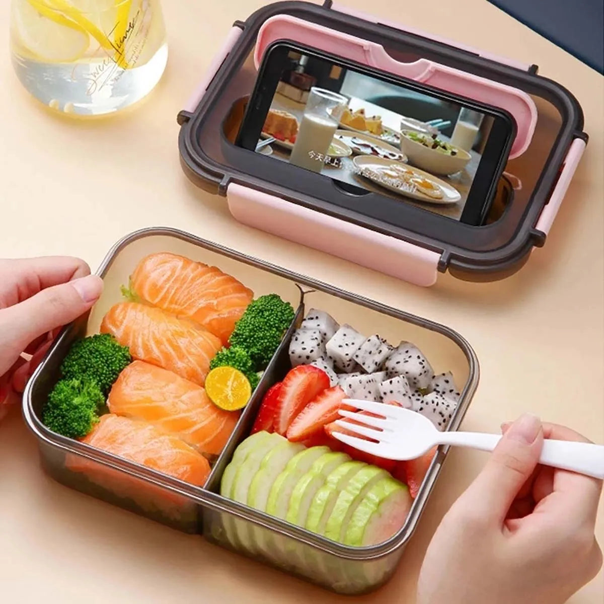 Transparent Lunch Box For Kids Food Storage Container With Lids Leak-Proof Microwave Food Warmer snacks bento box japanese style