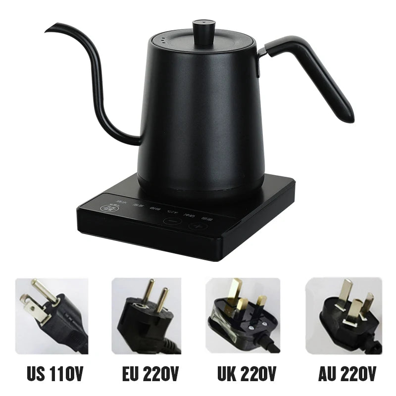 Gooseneck Electric Kettle 800ml Hand Brew Coffee Pot Smart Teapot Temperature Control Pot 1000W Rapid Heating Kettle 110V/220V