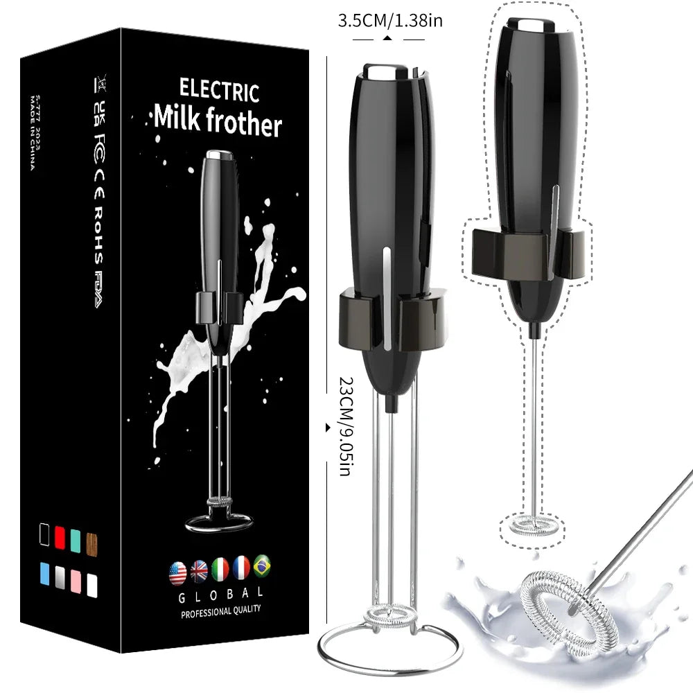 Handheld Milk Frother Kitchen Powerful Electric Foam Maker With Stand Battery Powered Foamer Blender Drink Mixer For Coffee