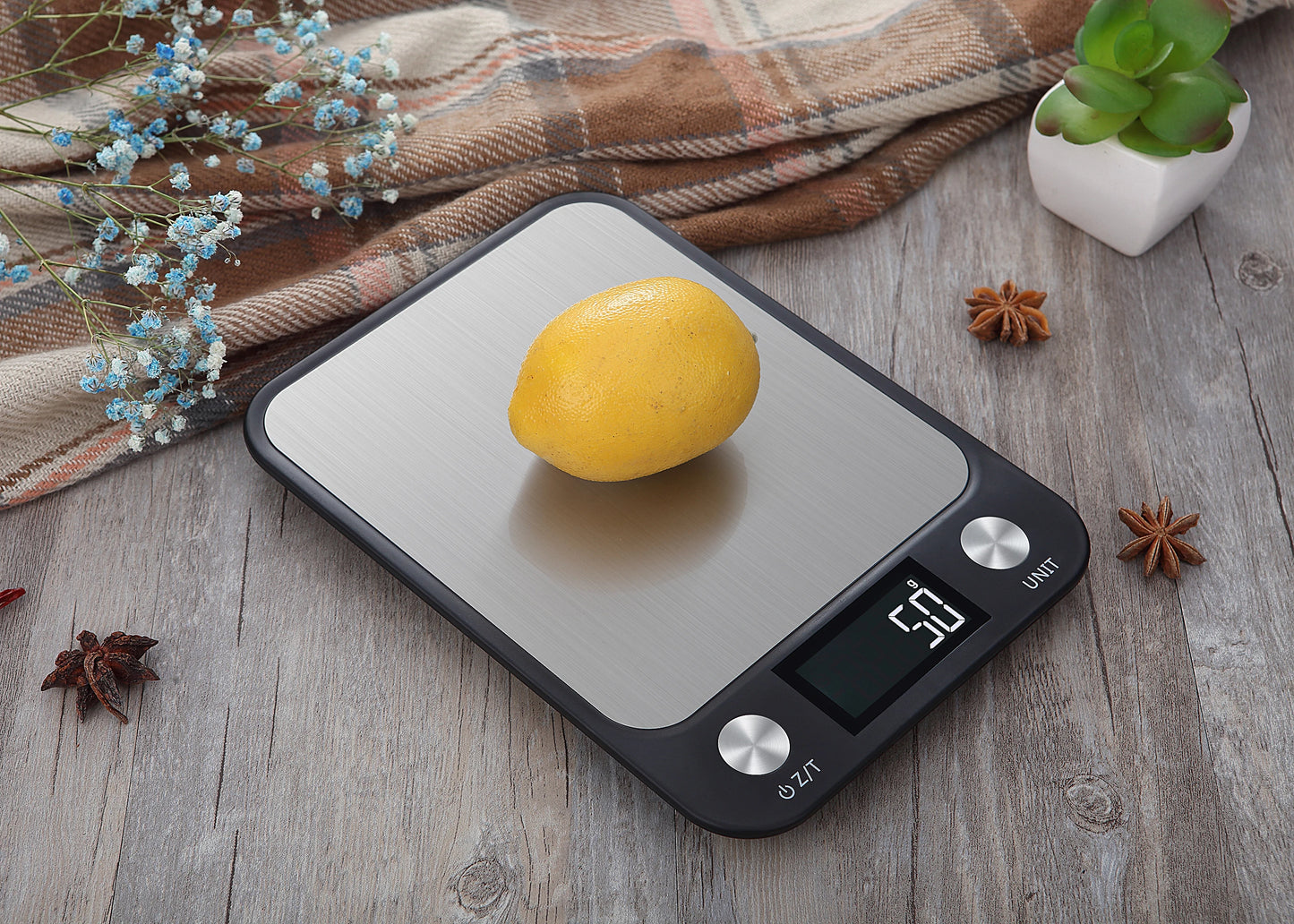 Kitchen Scale 15Kg/1g Weighing Food Coffee Balance Smart Electronic Digital Scales Stainless Steel Design for Cooking and Baking