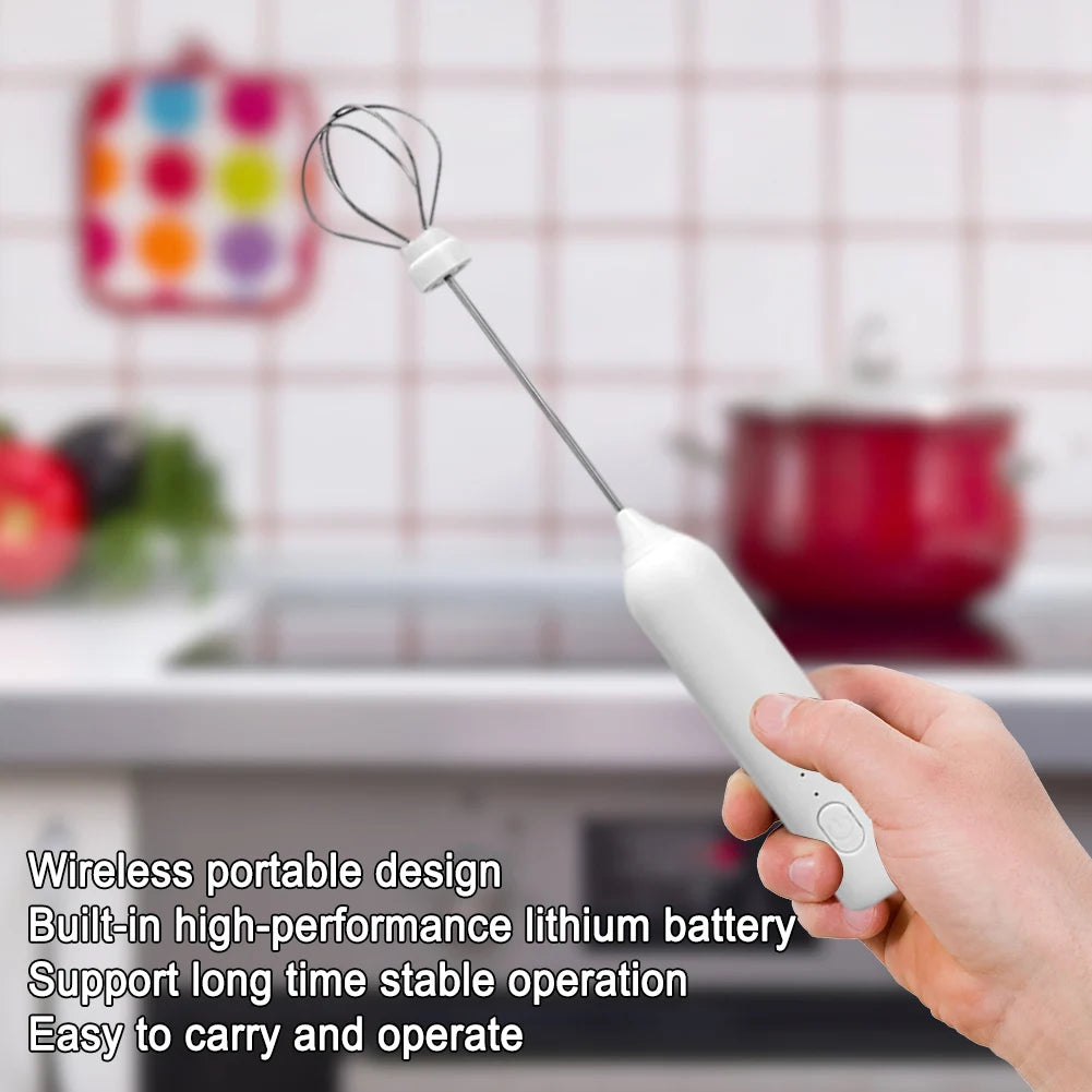 Electric Milk Frother USB Charging Portable Milk Frother 3 Gears Handheld Foam Maker Coffee Whisk Mixer for Kitchen Cooking