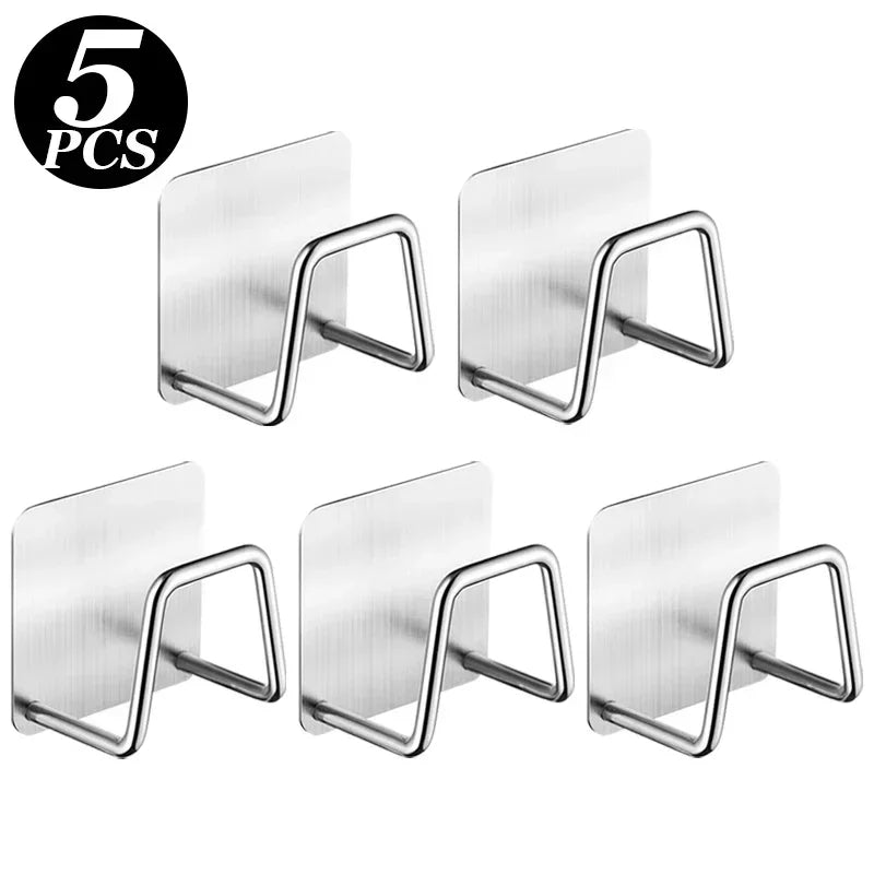 1-6pcs Kitchen Stainless Steel Sink Sponges Holder Self Adhesive Drain Drying Rack Shelf Household Wall Hooks Storage Organizer