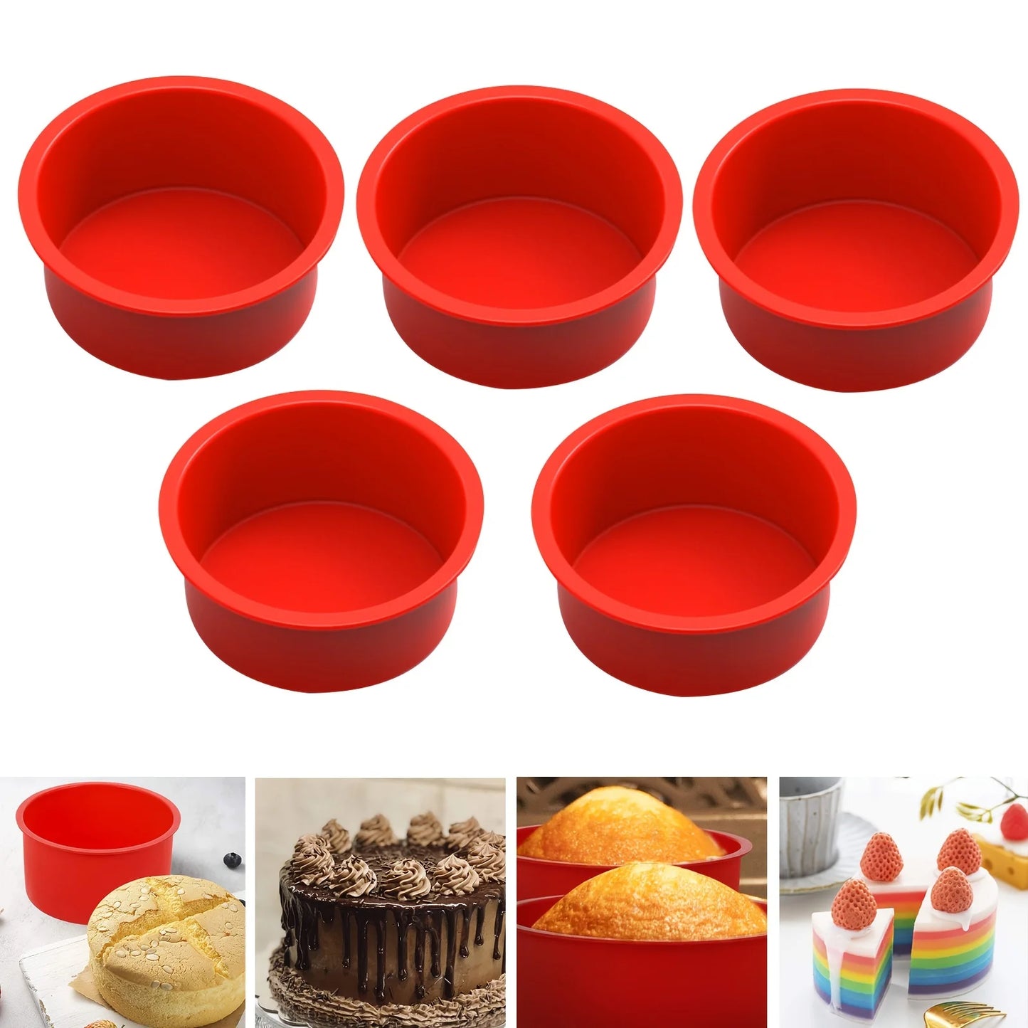 4 Inches Silicone Mini Cake Pans,Cupcake Molds, Reusable Baking Pan For Muffin,Rainbow Cake, Cheese Cake, Dessert Mousse Mold