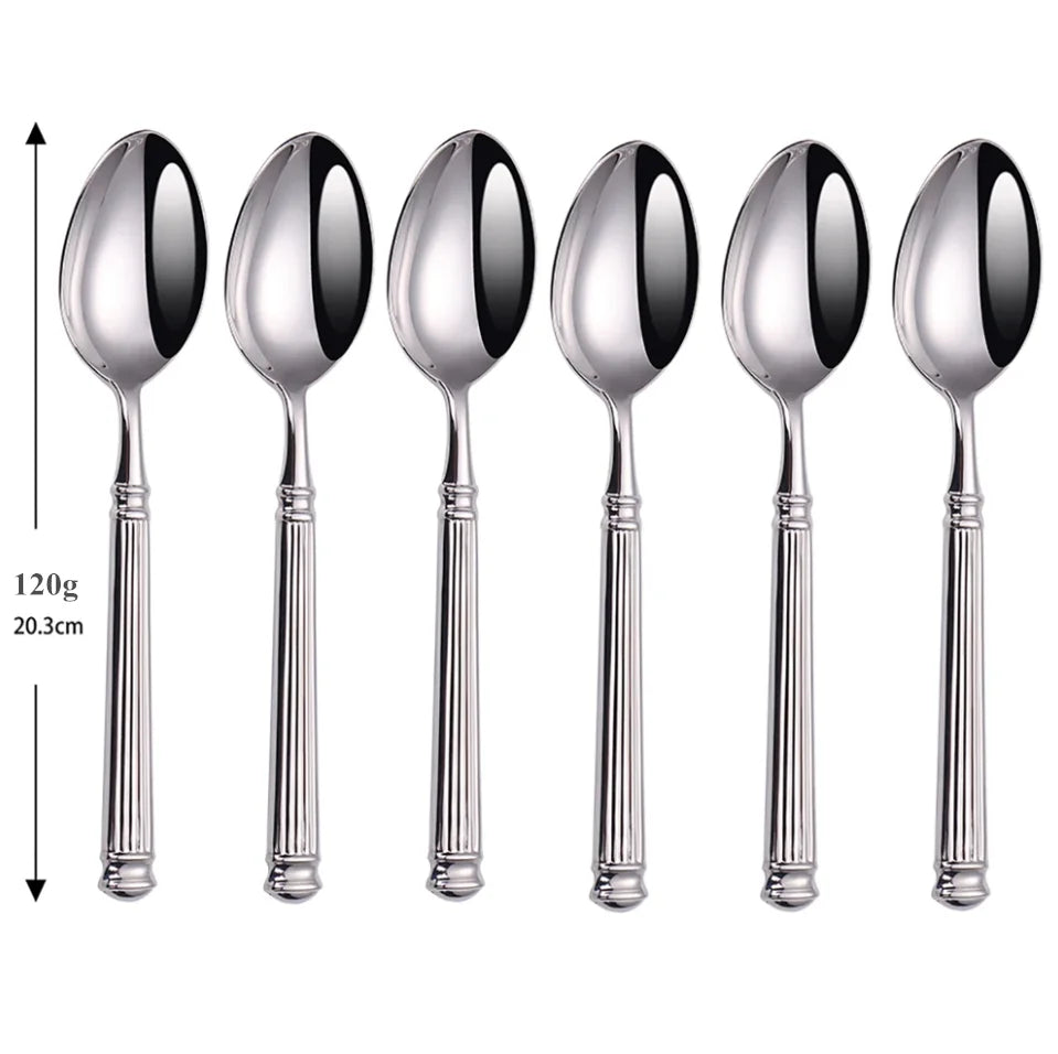 Europe Silver Luxury Fashion Cutlery Set 18/10 Stainless Steel Creativity Gift Roman Column Flatware 304 Drop Shipping