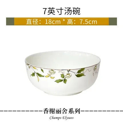 Elegant Bone China Dinnerware Set with Korean Creative Bowl and Plate Spoon for Wedding Gift