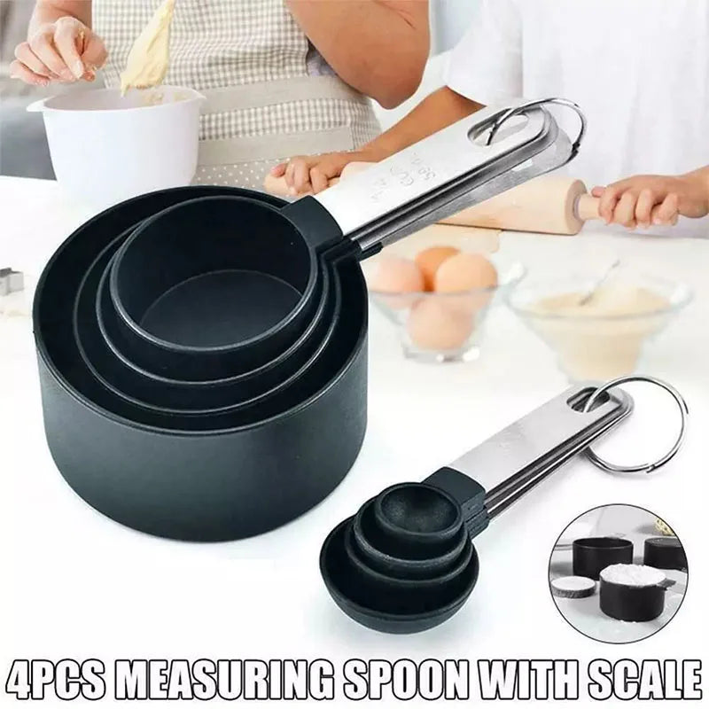 8PCS Stainless Steel Measuring Cup and Spoon Set with Handle Accurate Scale Kitchen Tools for Baking Cooking Ingredients