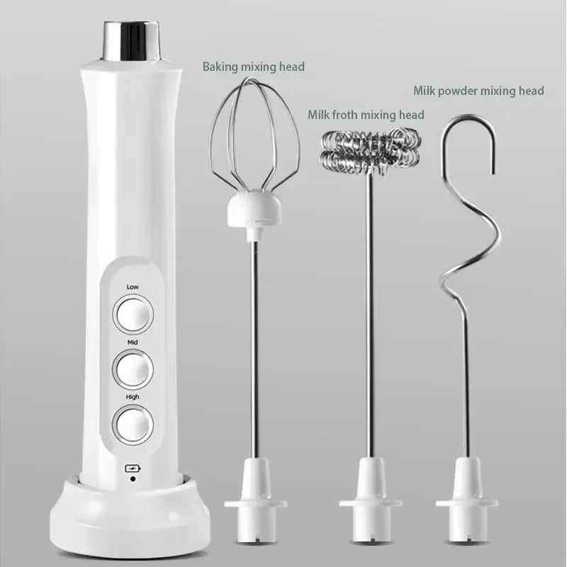 3 In 1 Wireless Handheld Electric Milk Foam Machine Mini Frother Maker Handheld Cappuccino Coffee Whisk Mixer Foamer Puller