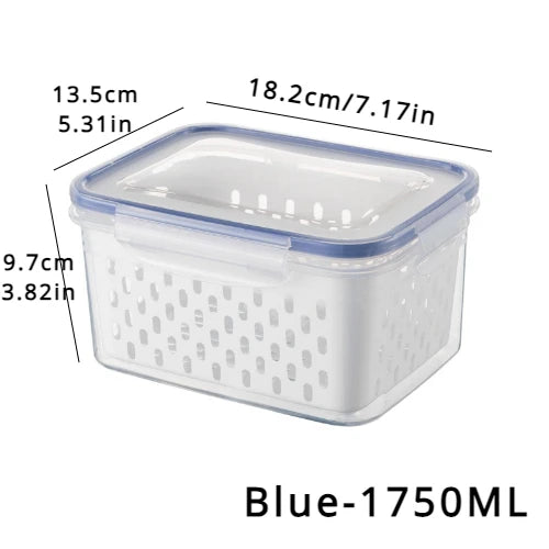 Refrigerator Preservation Storage Box Drain Basket Storage Containers Sealed Box Vegetable and Fruit Food Grade Drain Box