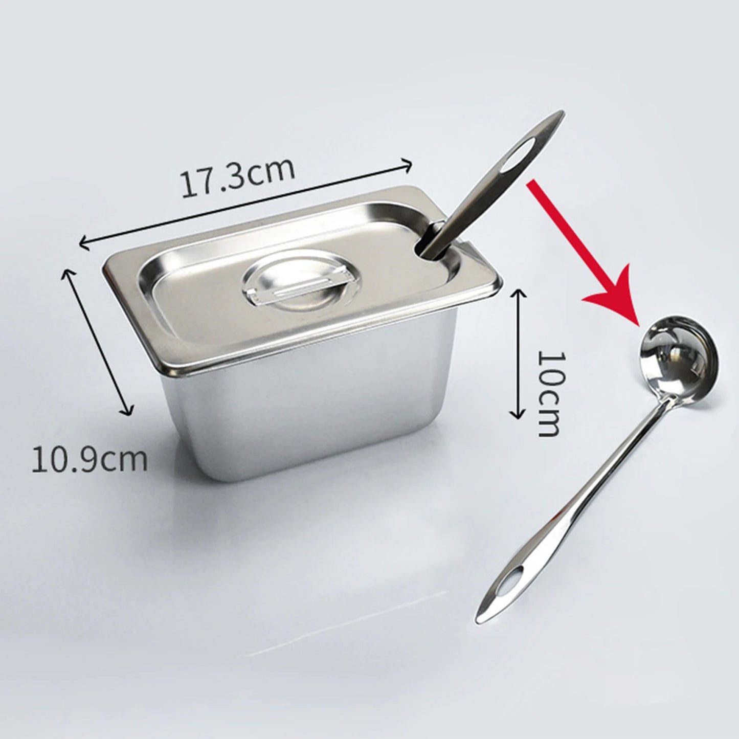 Stainless Steel Food Pan with Lids and Spoon Rectangular Square Deep Pan Milk Tea Shop Jam Box Supplies for Hotel Restaurant