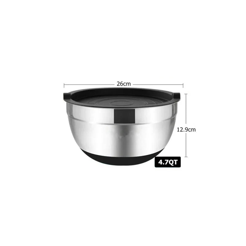 LMETJMA Mixing Bowls with Lids and Non Slip Bases Stainless Steel Mixing Bowls Set for Baking Nesting Storage Bowls JT227