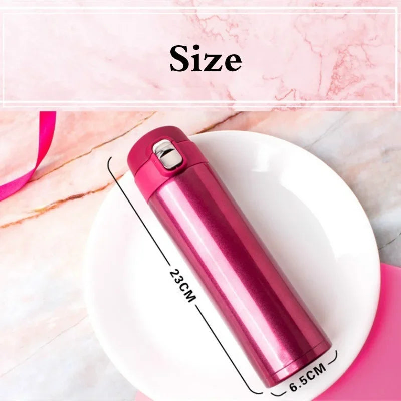 500ML Stainless Steel Bouncing Cover Vacuum Flask Thermos Cup Coffee Tea Milk Thermo Bottle Coffee Mug Water Bottle